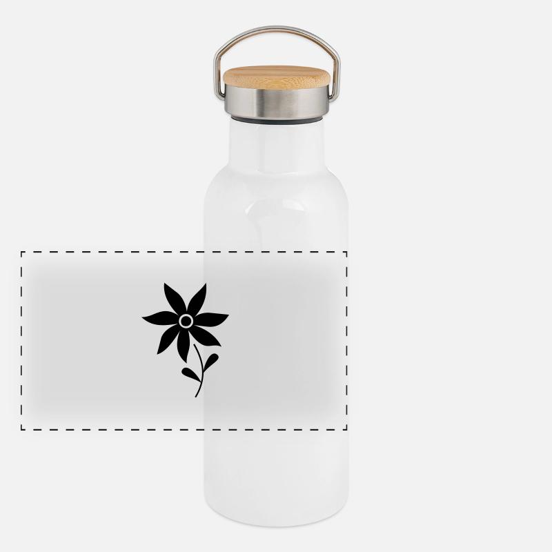 flower Panorama Thermosflasche mit Bambusdeckel