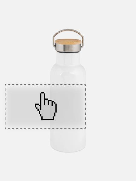 pointer / cursor - Panoramic Thermal Bottle with Bamboo Lid - white - Front