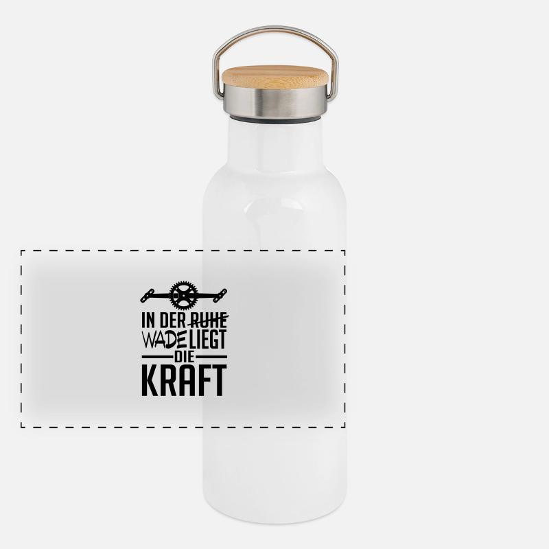 In der Wade liegt die Kraft Panorama Thermosflasche mit Bambusdeckel