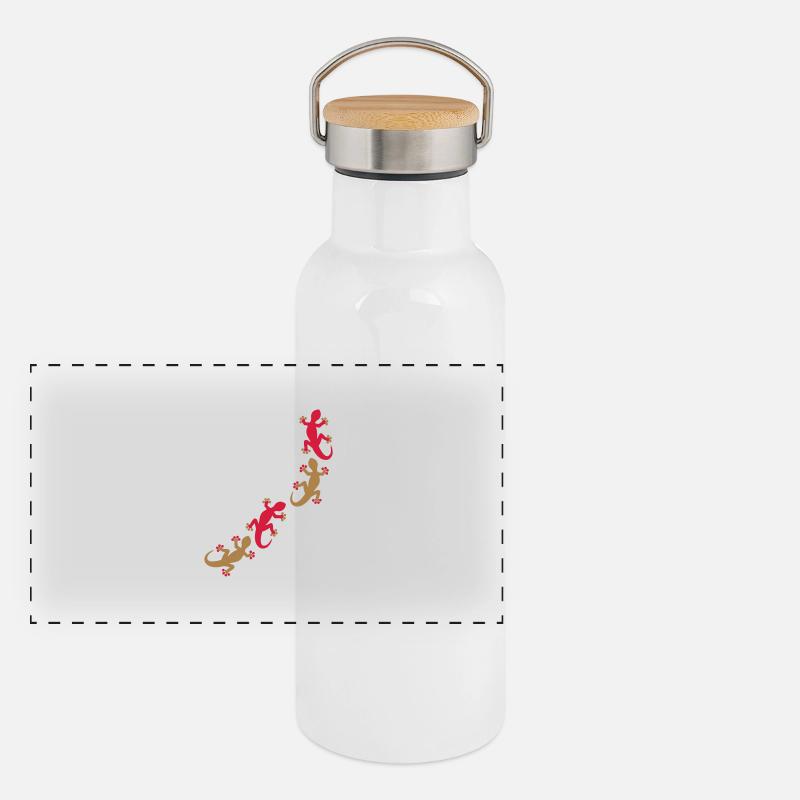 Four geckos 2c Panoramic Thermal Bottle with Bamboo Lid