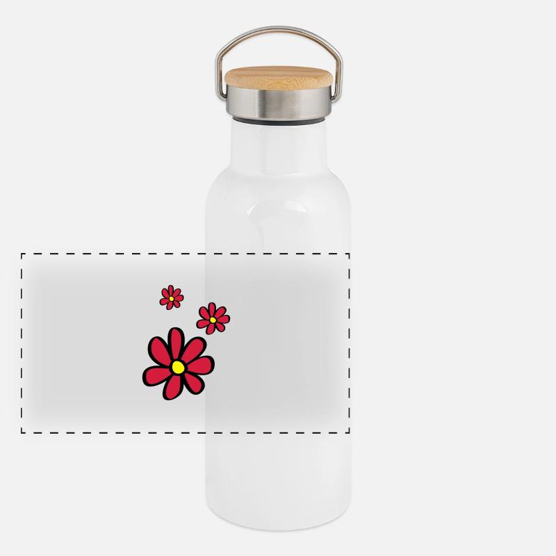 Fleurs Gourde isotherme avec bouchon en bambou