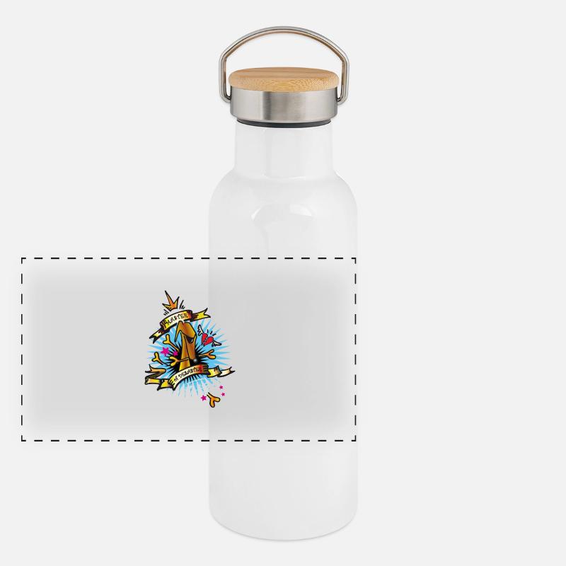 master of desaster white Panorama Thermosflasche mit Bambusdeckel