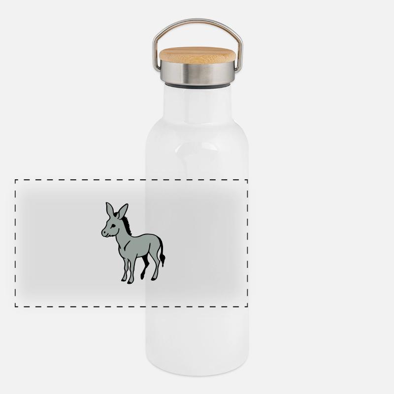 Grautier Panorama Thermosflasche mit Bambusdeckel