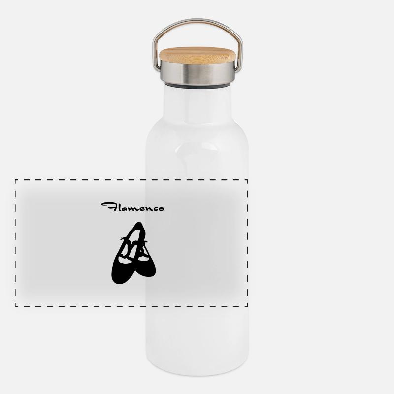 Flamenco shoes with Text Panoramic Thermal Bottle with Bamboo Lid