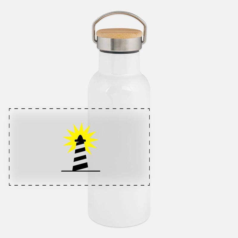 Lighthouse bright sunlight 2c Panoramic Thermal Bottle with Bamboo Lid