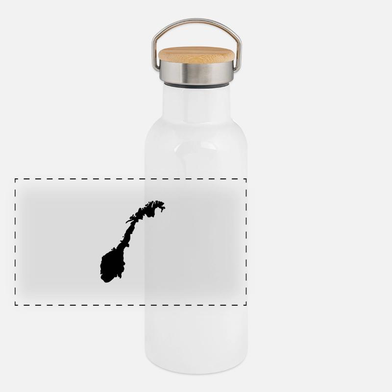 Norwegen Panorama Thermosflasche mit Bambusdeckel