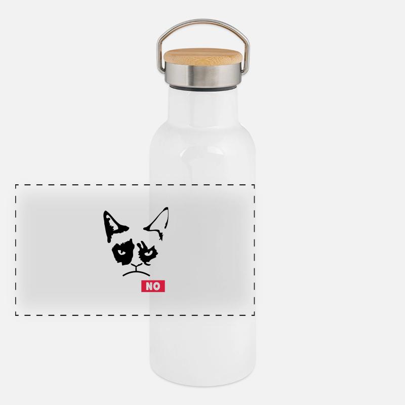 Chat grincheux Gourde isotherme avec bouchon en bambou