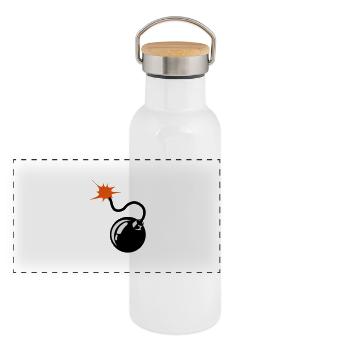 Bombe Bombe Docht 9072 - Panorama Thermosflasche mit Bambusdeckel - Weiß - Vorne