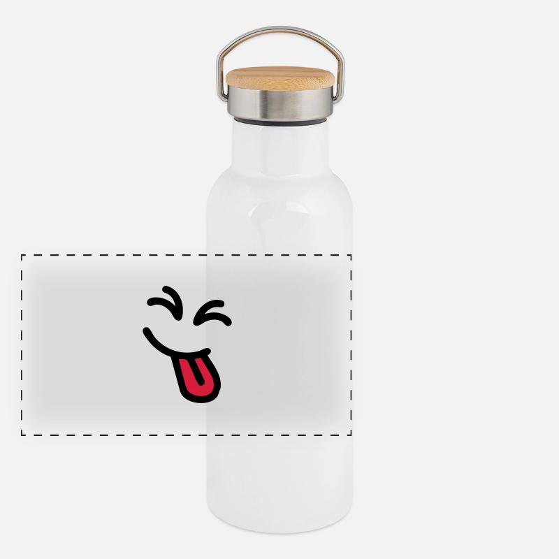 Cheeky Face Panorama Thermosflasche mit Bambusdeckel