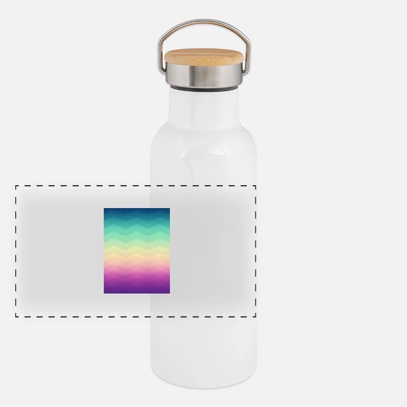 Minimal Geometry Waves (Rainbow) - Phone Case Panorama Thermosflasche mit Bambusdeckel