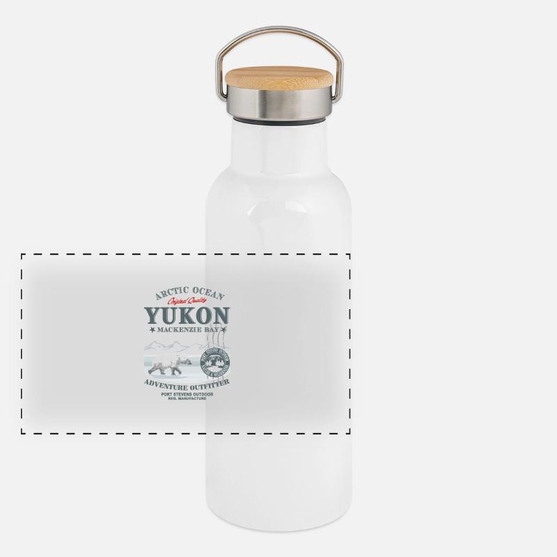 Yukon - Polar Bear - Eisbär Panorama Thermosflasche mit Bambusdeckel