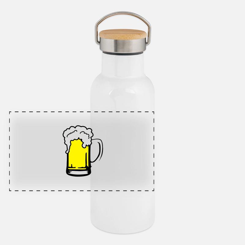 Bier mit Schaum, Bierkrug Panorama Thermosflasche mit Bambusdeckel