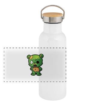 Zombi Ours - Gourde isotherme avec bouchon en bambou - blanc - Devant