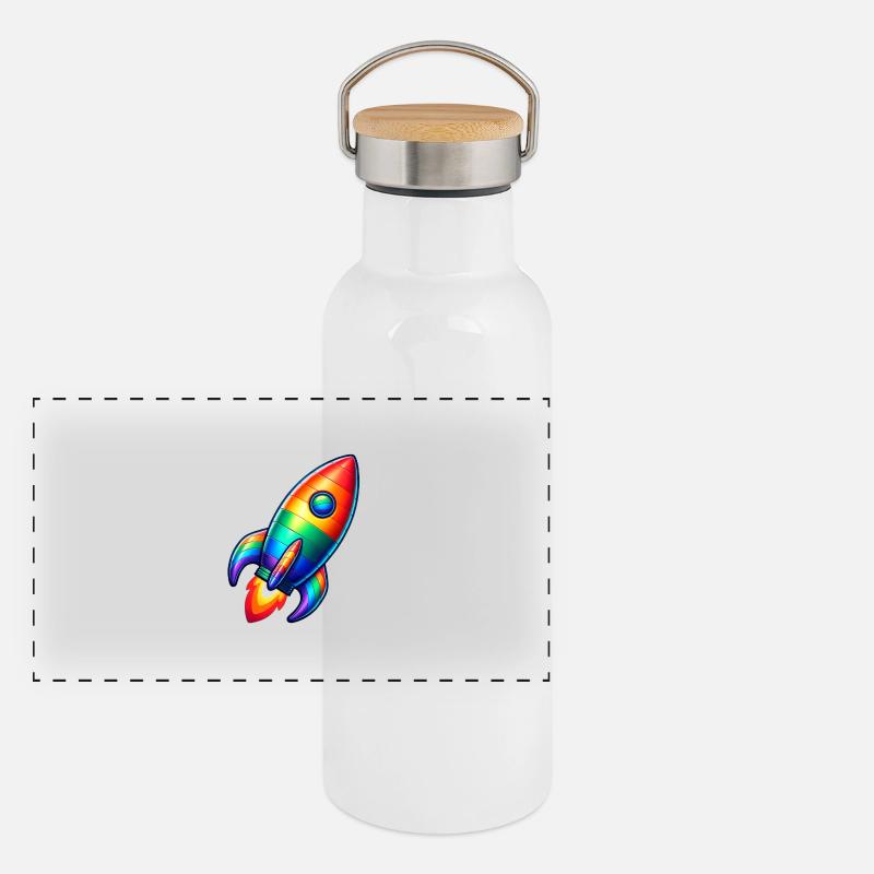 Fusée arc-en-ciel | Lancement d’une fusée Gourde isotherme avec bouchon en bambou