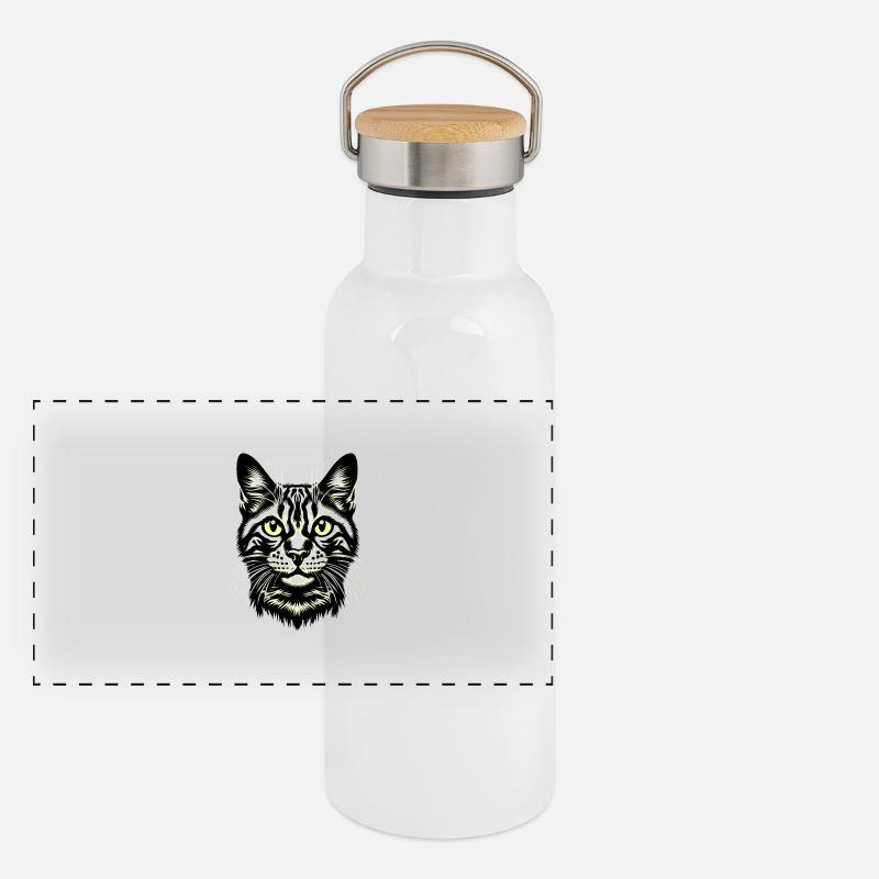 KatzengesichtKatze, Katzengesicht, Schnurren Panorama Thermosflasche mit Bambusdeckel