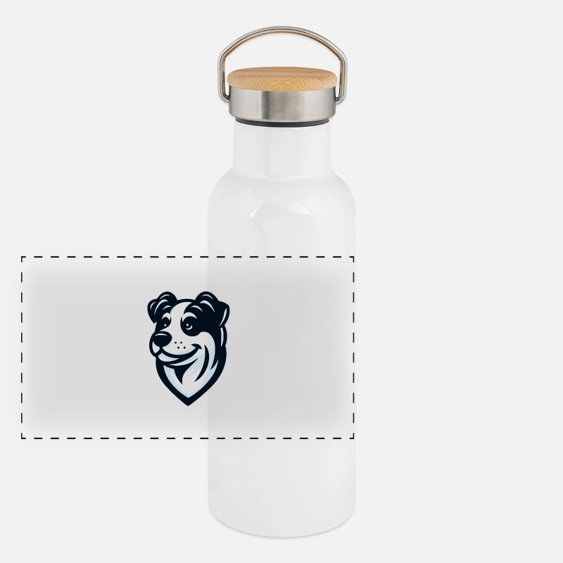 Hündchen: Illustration eines Freundes Panorama Thermosflasche mit Bambusdeckel