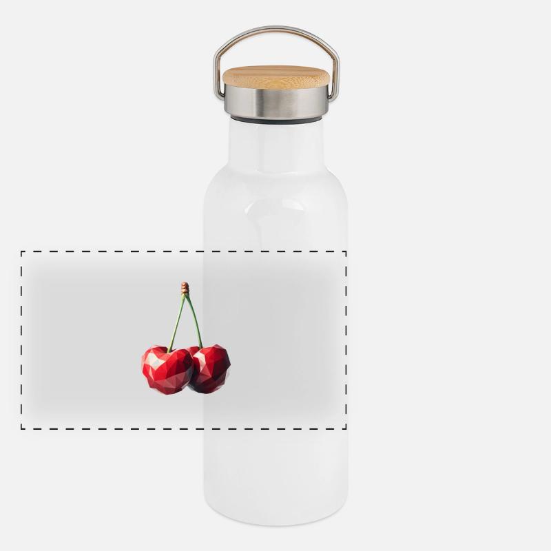Cerises dans le style polygonal Gourde isotherme avec bouchon en bambou