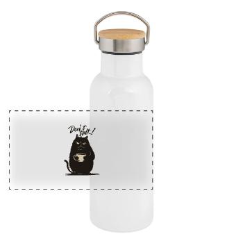 M. Cataire - Ne parlez pas ! - Gourde isotherme avec bouchon en bambou - blanc - Devant