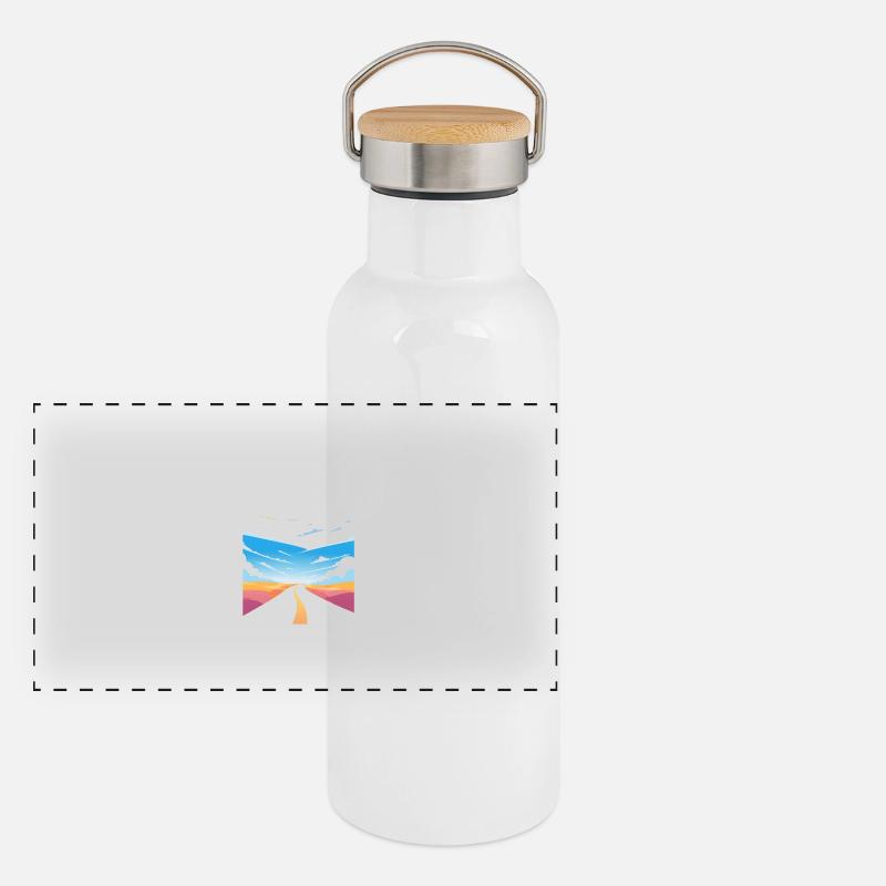 ROAD TRIP DESIGN - Panoramic Thermal Bottle with Bamboo Lid - white