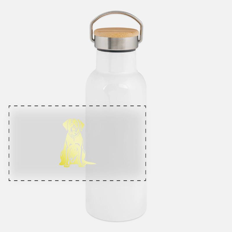 Labrador Hund Silhouette Panorama Thermosflasche mit Bambusdeckel