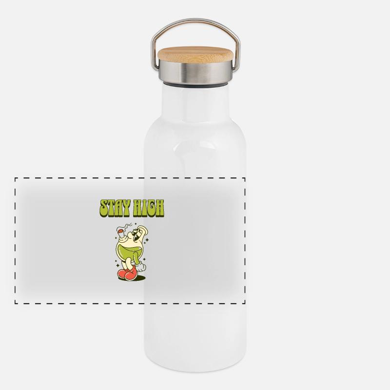 Stay High – Fun Bottle Design Panoramic Thermal Bottle with Bamboo Lid