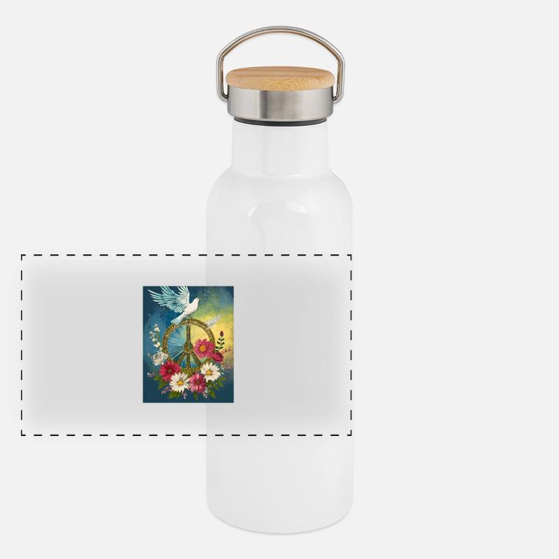Frieden Panorama Thermosflasche mit Bambusdeckel