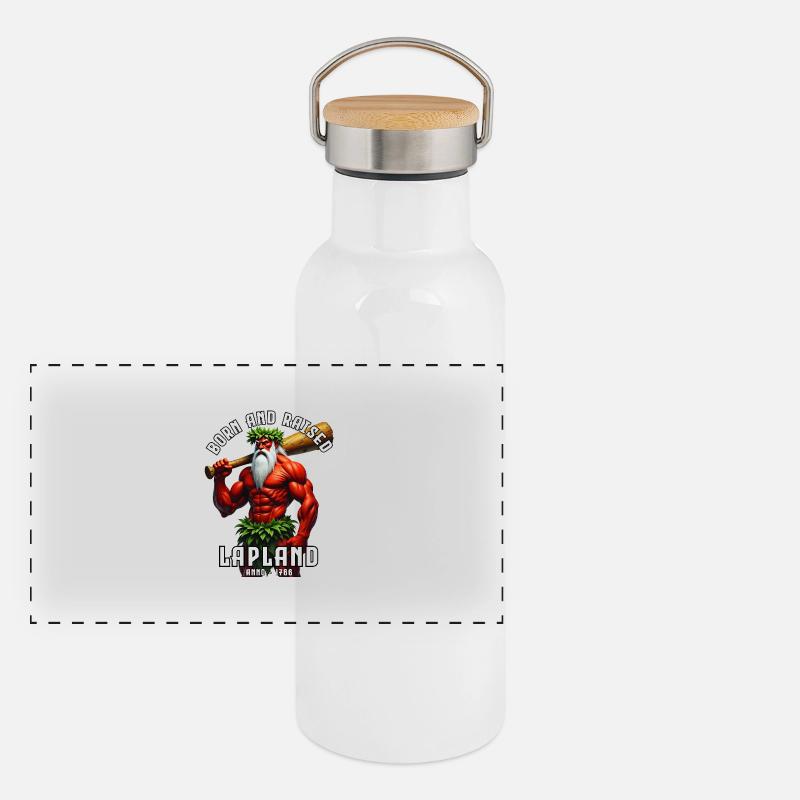 Der wilde Mann Panorama Thermosflasche mit Bambusdeckel