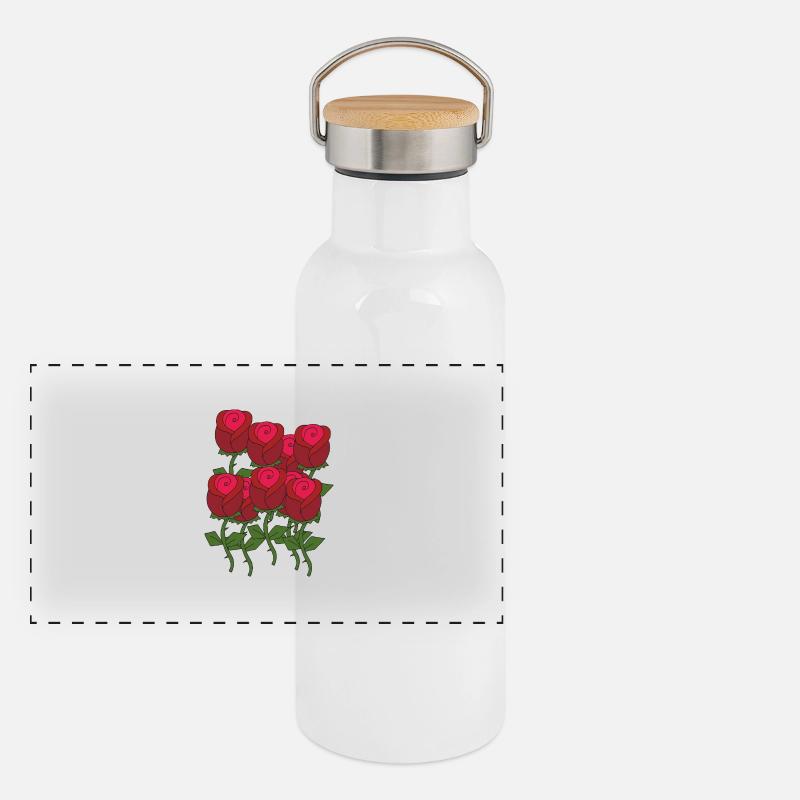 Roses Gourde isotherme avec bouchon en bambou