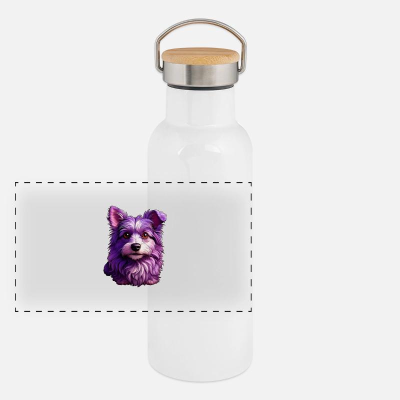 Cute dog in modern design - Panoramic Thermal Bottle with Bamboo Lid - white
