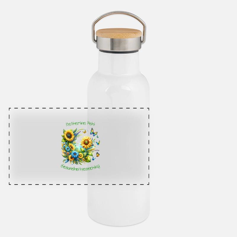 Gesundheitscoaching Panorama Thermosflasche mit Bambusdeckel