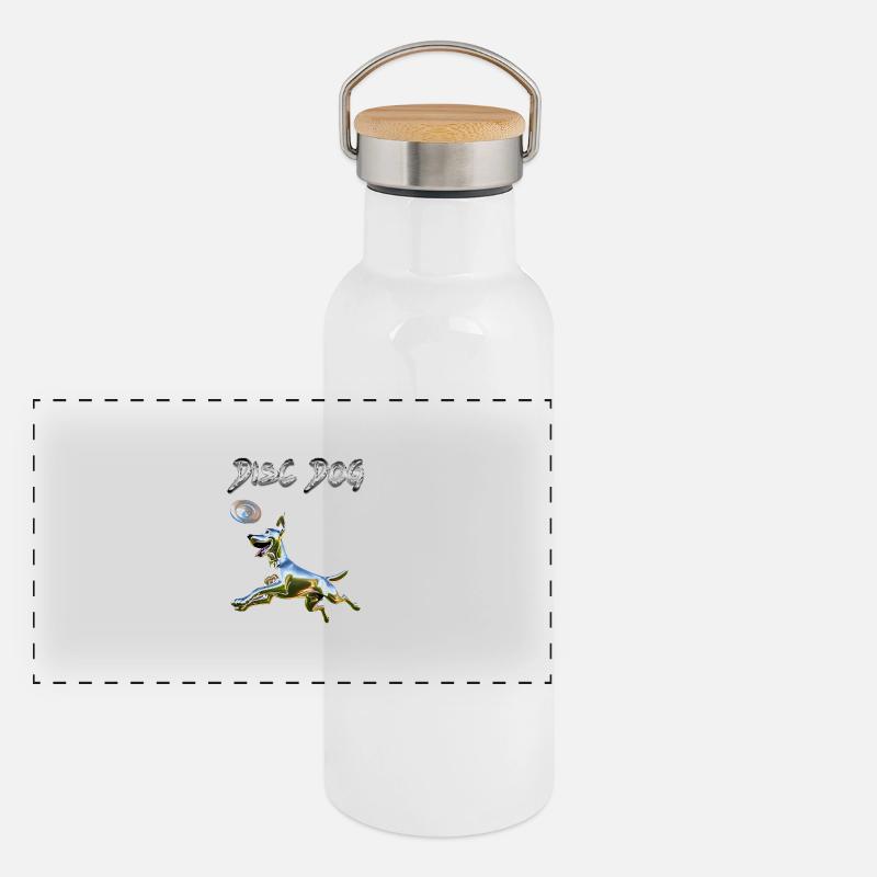 DISQUE CHIEN Chrome Gourde isotherme avec bouchon en bambou
