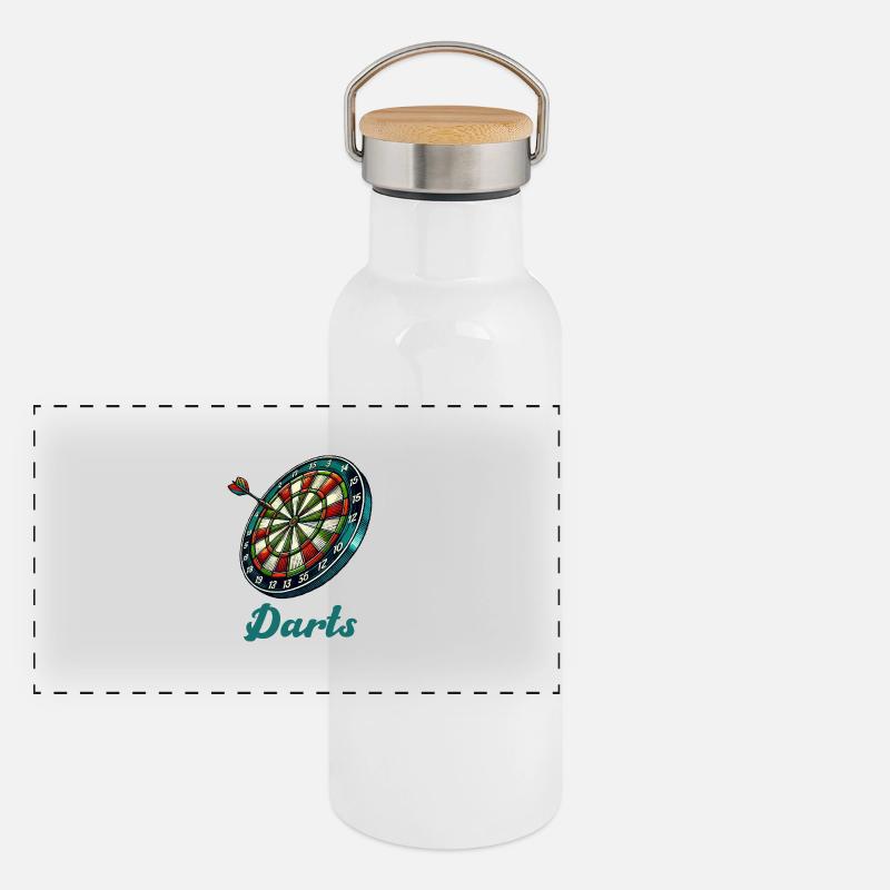 Dartboard Darts Panoramic Thermal Bottle with Bamboo Lid