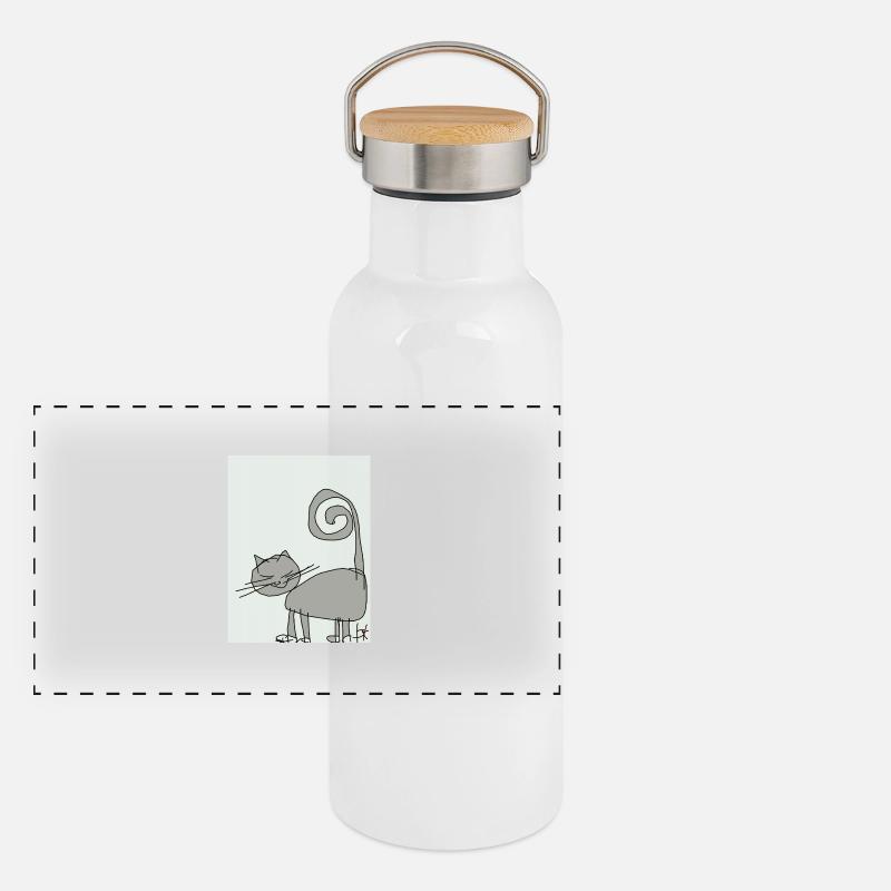 Schmusekatze Panorama Thermosflasche mit Bambusdeckel