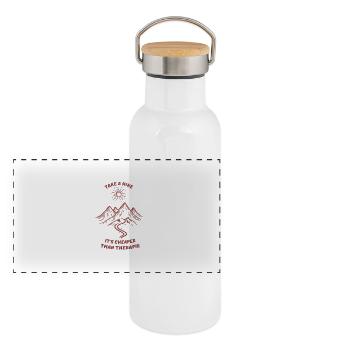 Take a hike - Panoramic Thermal Bottle with Bamboo Lid - white - Front