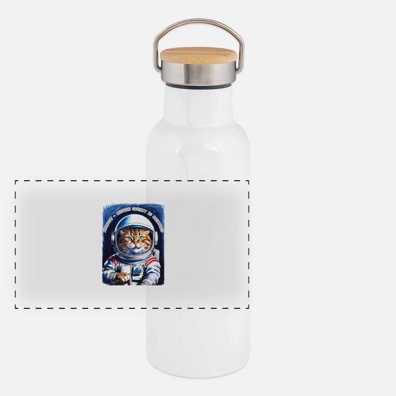 Cat Space Saying Gift Panoramic Thermal Bottle with Bamboo Lid