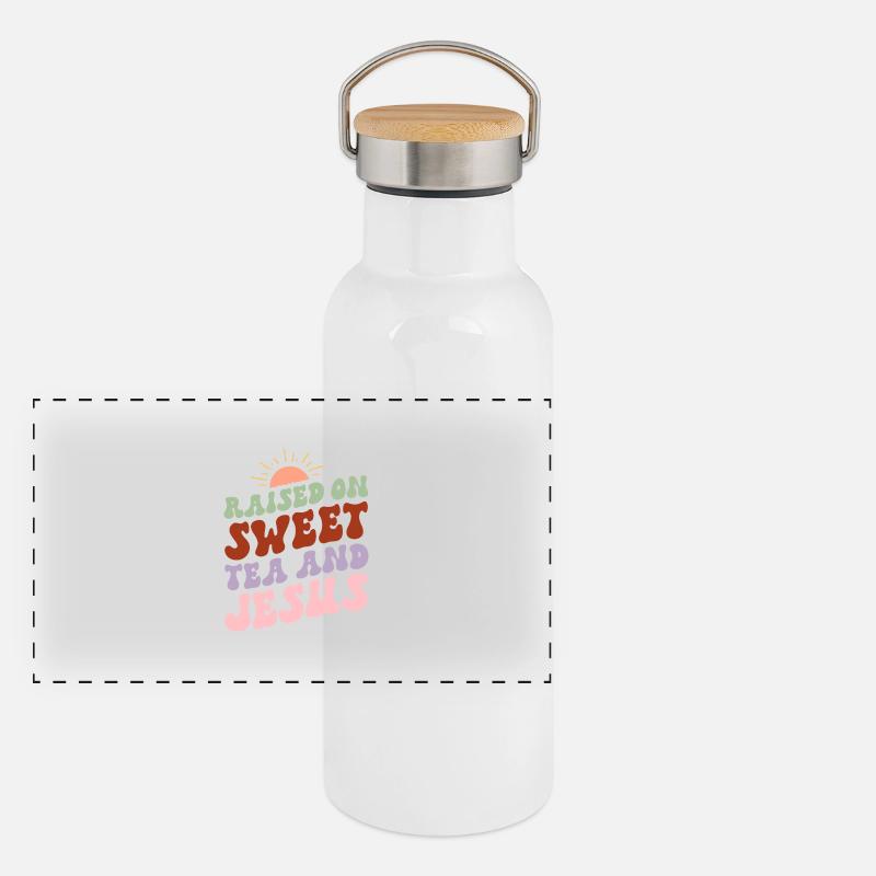 Tee und Jesus Panorama Thermosflasche mit Bambusdeckel