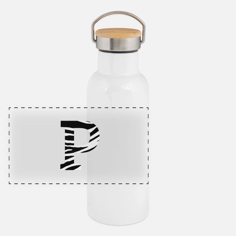 Letter p zebra Panoramic Thermal Bottle with Bamboo Lid