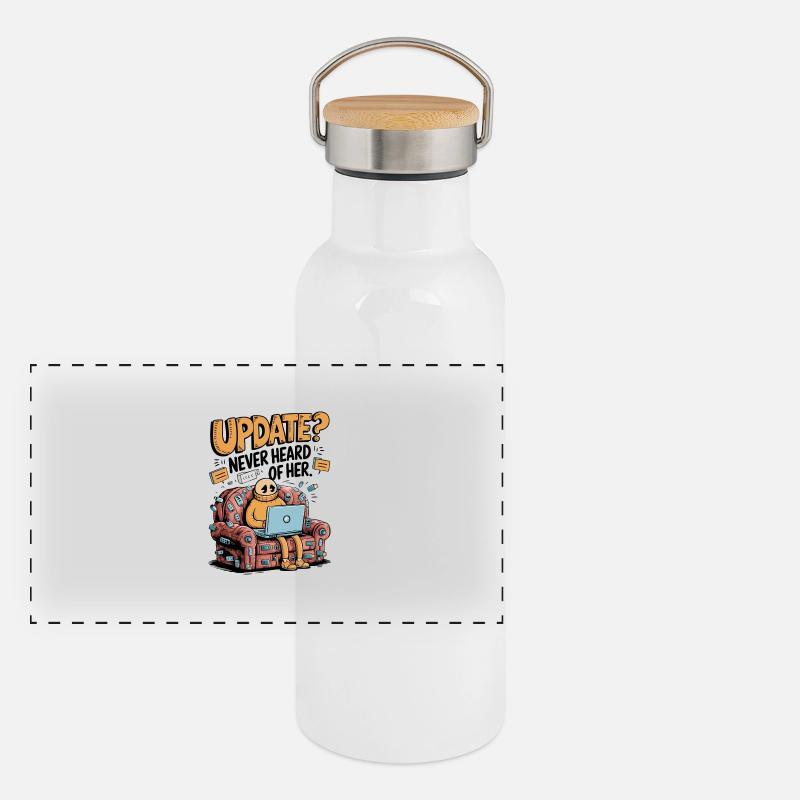 Update Overload – Lustiges Tech Couch Potato Design Panorama Thermosflasche mit Bambusdeckel