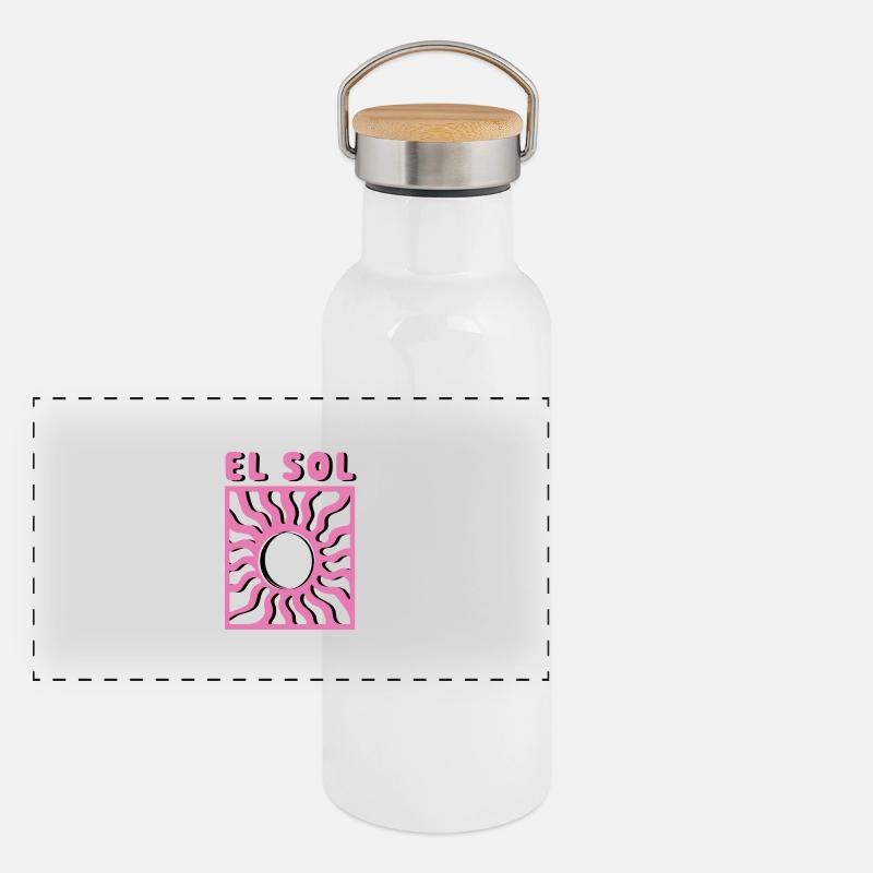 El Sol - The Spanish Sun - Gift Idea Panoramic Thermal Bottle with Bamboo Lid
