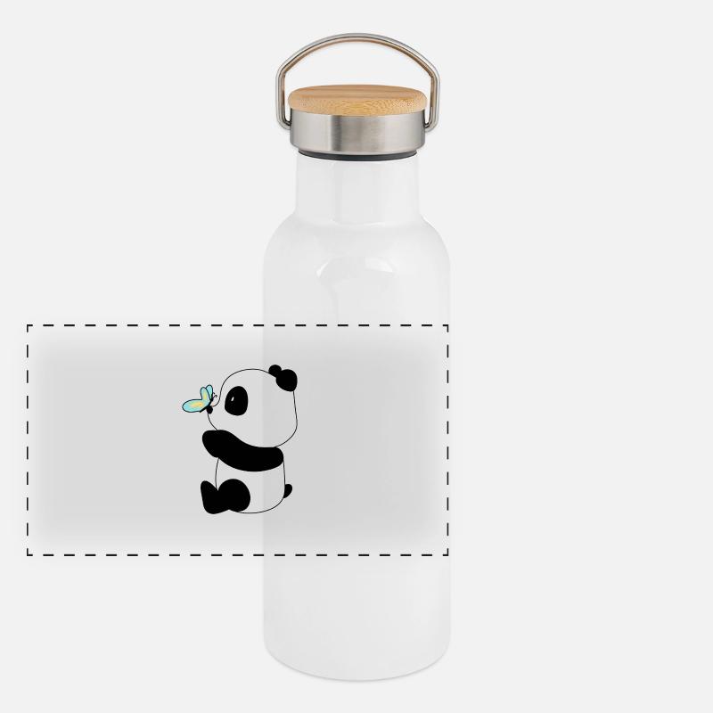 Panda & Butterfly – Gentle Encounter Panoramic Thermal Bottle with Bamboo Lid
