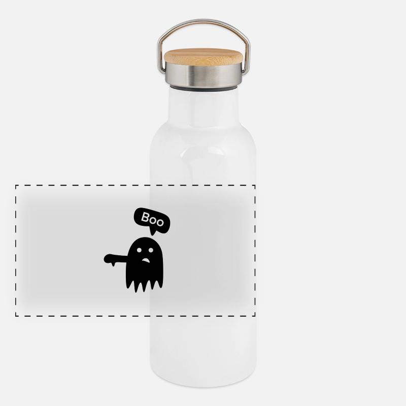 Effrayant « Boo ! » Gourde isotherme avec bouchon en bambou