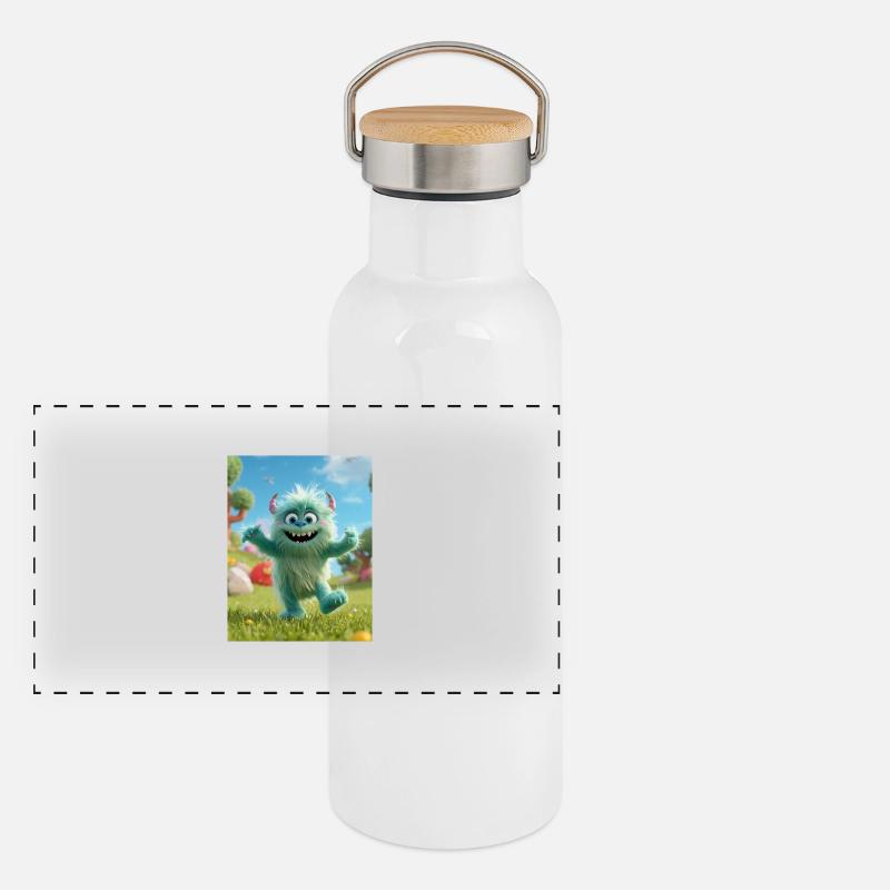 Fluzzle the Cute Monster Panoramic Thermal Bottle with Bamboo Lid