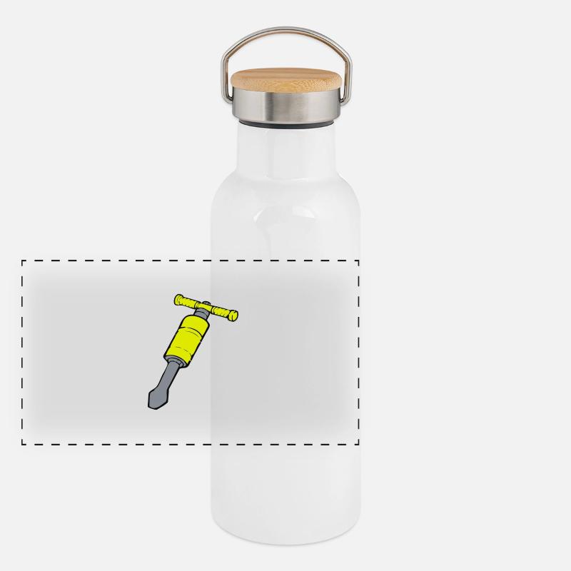 Presslufthammer Panorama Thermosflasche mit Bambusdeckel