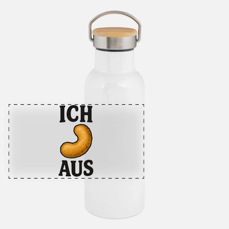Ich Flip Aus Erdnuss Flips Spruch Panorama Thermosflasche mit Bambusdeckel