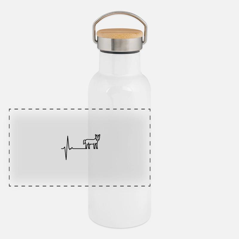 Herzschlag Pferd Panorama Thermosflasche mit Bambusdeckel