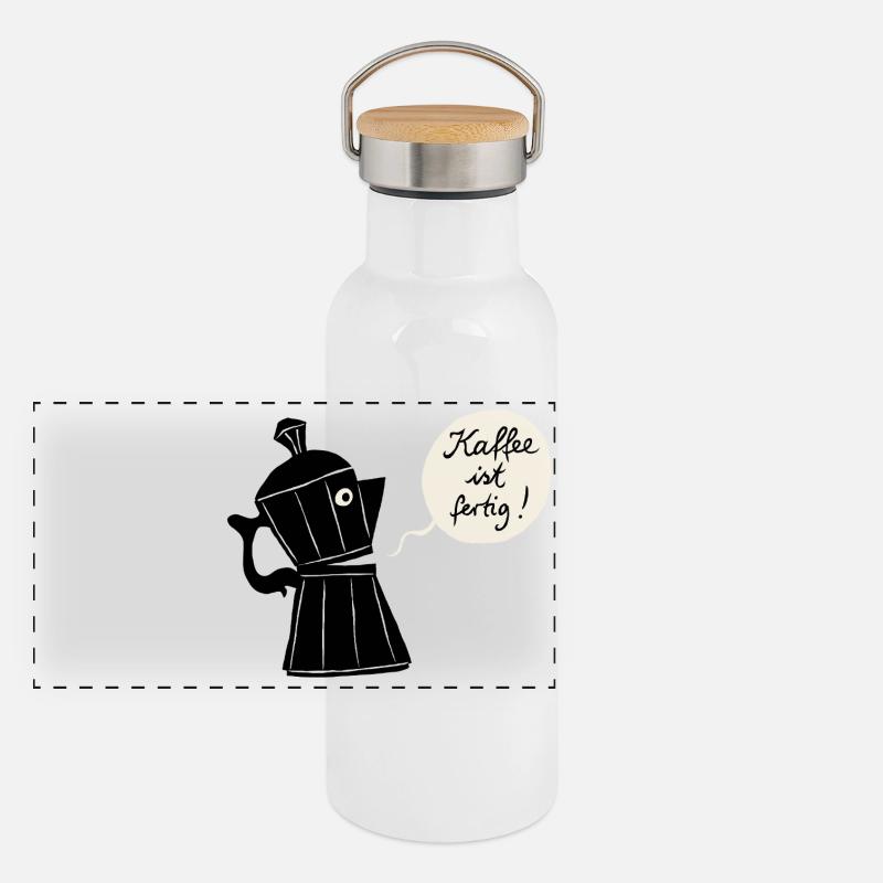 Kaffee ist fertig Panorama Thermosflasche mit Bambusdeckel