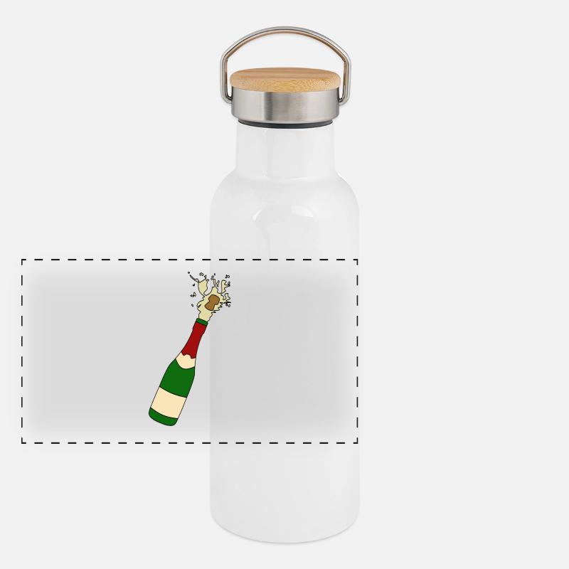 Sektflasche Panorama Thermosflasche mit Bambusdeckel