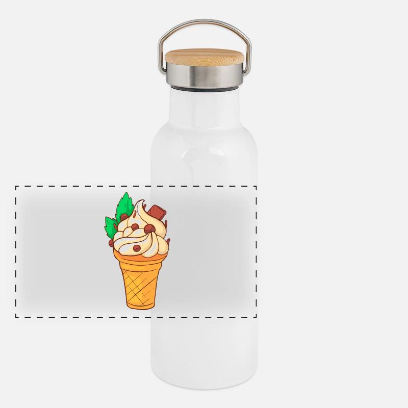 Eis Speiseeis Eiskrem Eiscreme Kugeleis Eisbecher Panorama Thermosflasche mit Bambusdeckel