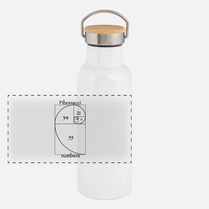 Fibonacci-Zahlen Panorama Thermosflasche mit Bambusdeckel