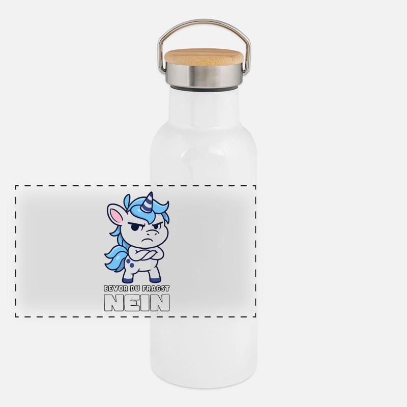 Einhorn - Bevor du fragst Panorama Thermosflasche mit Bambusdeckel